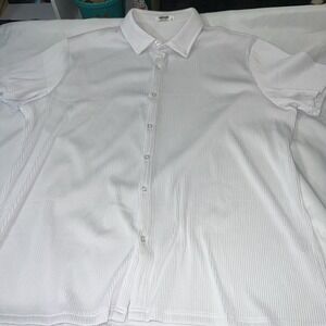Coofandy Men's Xl White Short Sleeve Button-Up Shirt Lightweight Beachy New 286